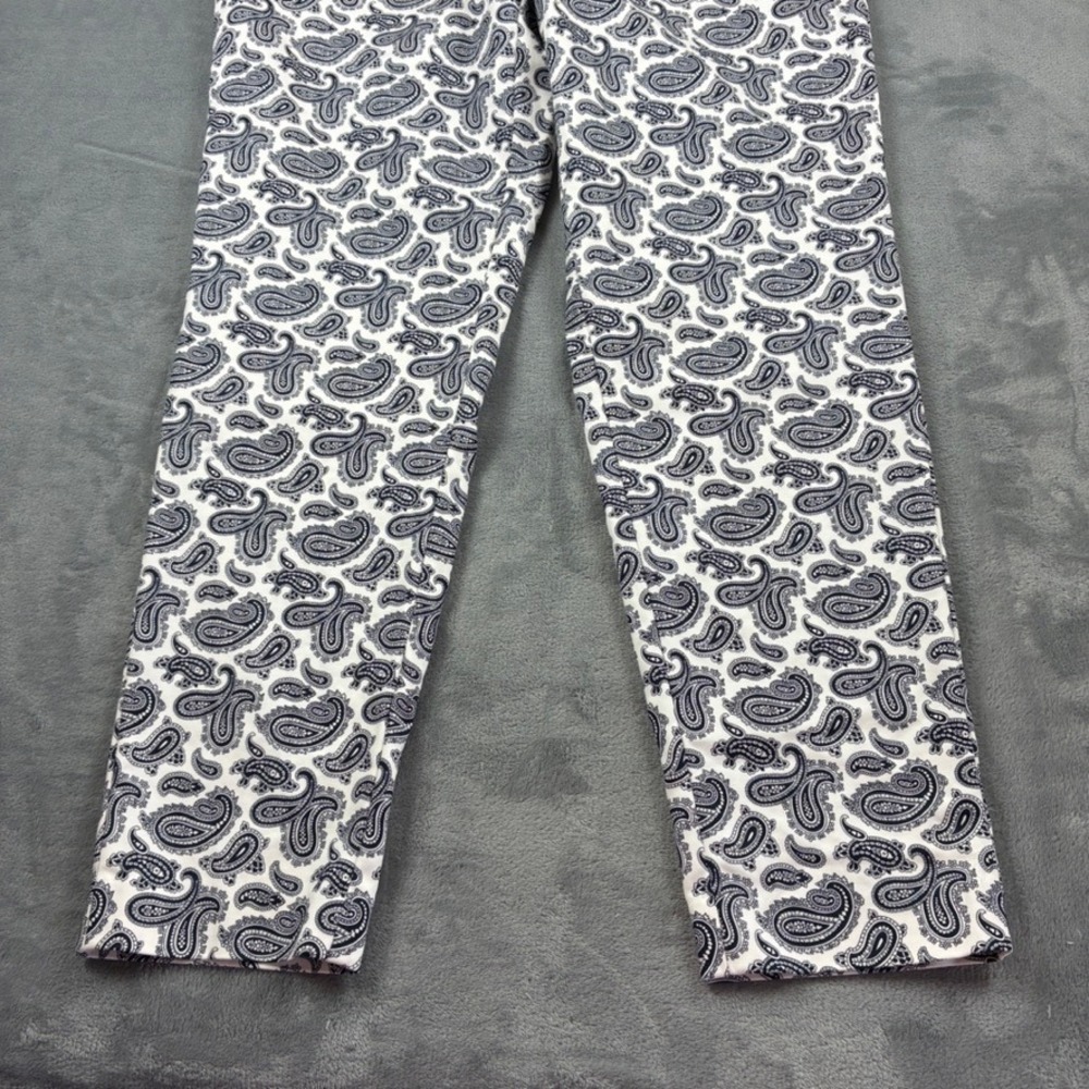 Michael Kors Women's 14W Paisley Print Ankle Pants Black White Cotton Stretch - Picture 12 of 16